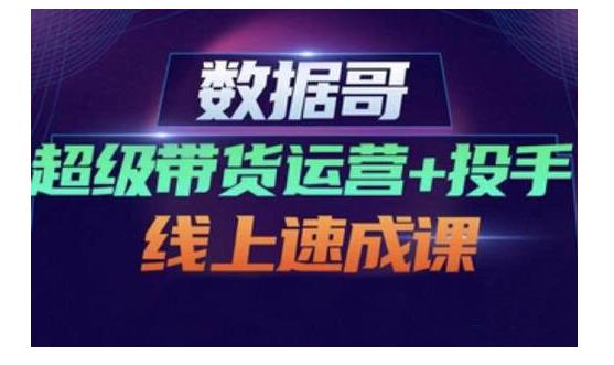 数据哥·超级带货运营 投手线上速成课，快速提升运营和熟悉学会投手技巧-小二项目网