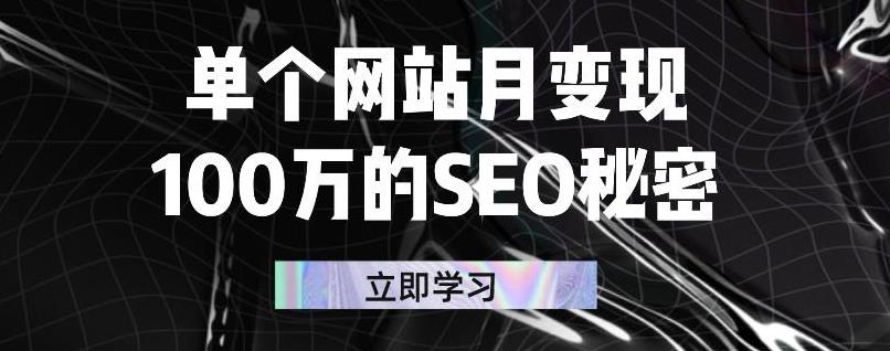 单个网站月变现100万的SEO秘密，百分百做出赚钱站点-小二项目网