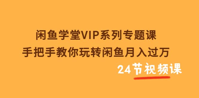 闲鱼学堂VIP系列专题课：手把手教你玩转闲鱼月入过万（共24节视频课）-小二项目网
