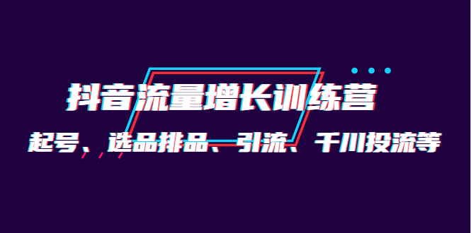 月销1.6亿实操团队·抖音流量增长训练营：起号、选品排品、引流 千川投流等-小二项目网