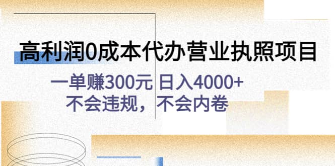 高利润0成本代办营业执照项目：不会违规，不会内卷-小二项目网