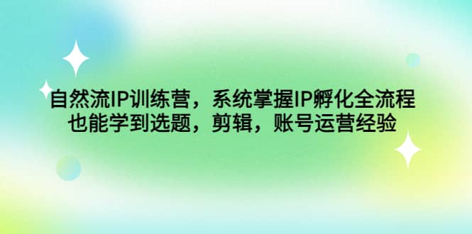 自然流IP训练营，系统掌握IP孵化全流程，也能学到选题，剪辑，账号运营经验-小二项目网