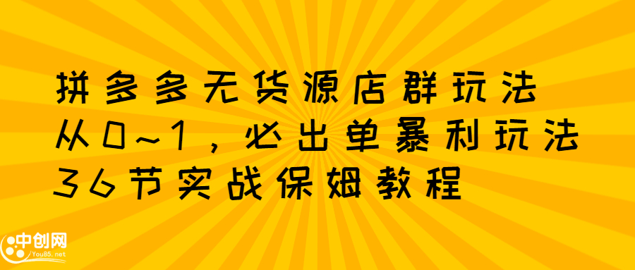 拼多多无货源店群玩法：从0~1，36节实战保姆教程，​极速起店必出单-小二项目网