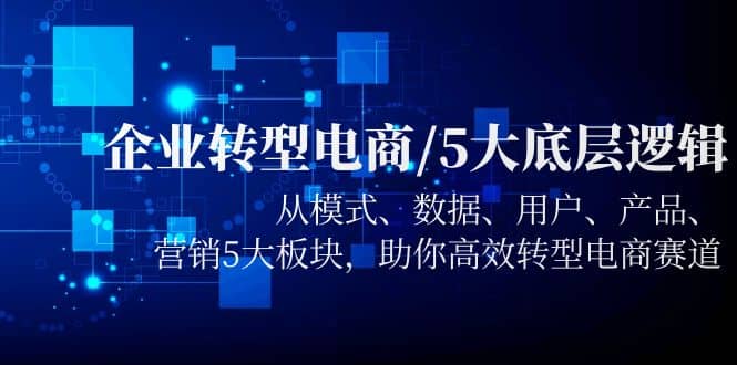 企业转型电商/5大底层逻辑，从模式 数据 用户 产品 营销5大板块，高效转型-小二项目网