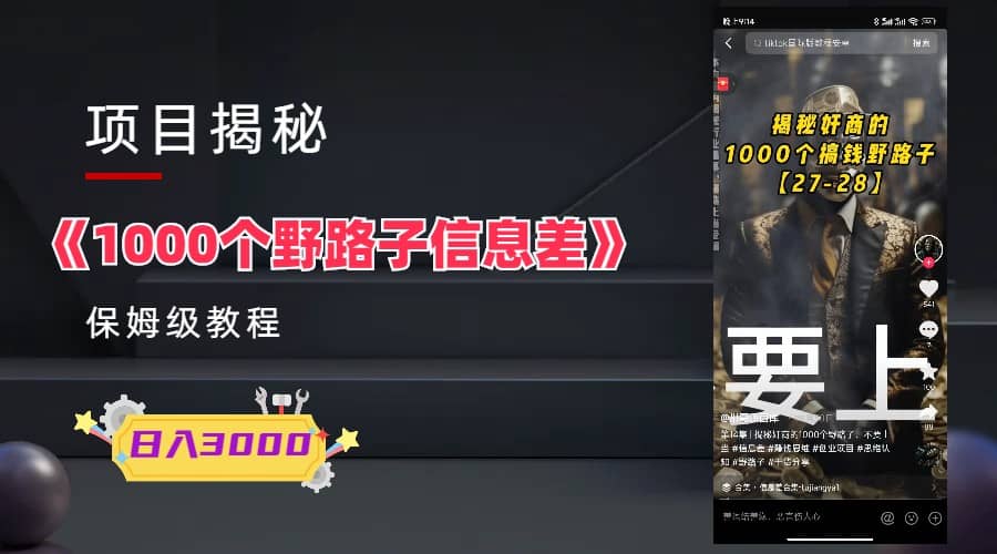 1000个野路子信息差保姆式教程-单日变现3000 的玩法解密-小二项目网