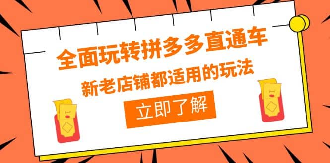 全面玩转拼多多直通车，新老店铺都适用的玩法（12节精华课）-小二项目网