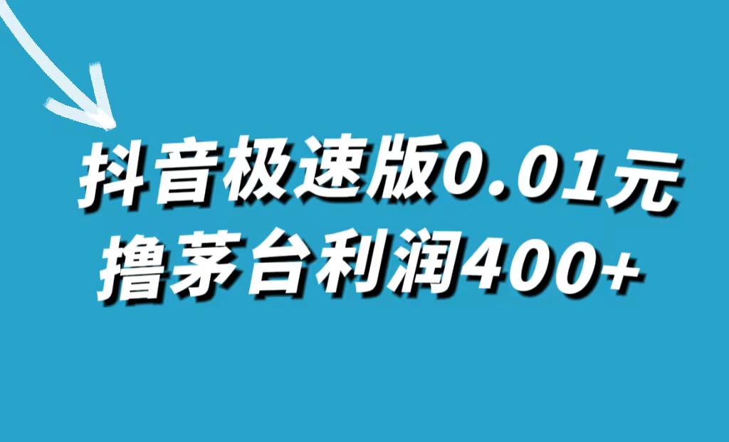 抖音极速版0.01元撸茅台，一单利润400-小二项目网