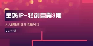 宝妈IP-轻创营第3期，人人都能抓住的流量风口（21节课）-小二项目网