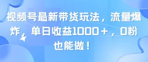 视频号最新带货玩法，流量爆炸，单日收益1000＋，0粉也能做！-小二项目网