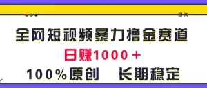 全网短视频暴力撸金赛道，日入1000＋！原创玩法，长期稳定-小二项目网