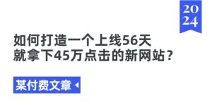某付费文章《如何打造一个上线56天就拿下45万点击的新网站？》-小二项目网