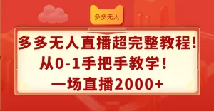 多多无人直播超完整教程!从0-1手把手教学！一场直播2000+-小二项目网