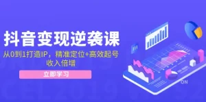 抖音变现逆袭课：从0到1打造IP，精准定位+高效起号，收入倍增-小二项目网