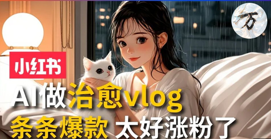 AI治愈系vlog动画视频，小红书7天 涨粉破千，商单报价1500+，0成本制作，日入2000+，有手就会 -小二项目网
