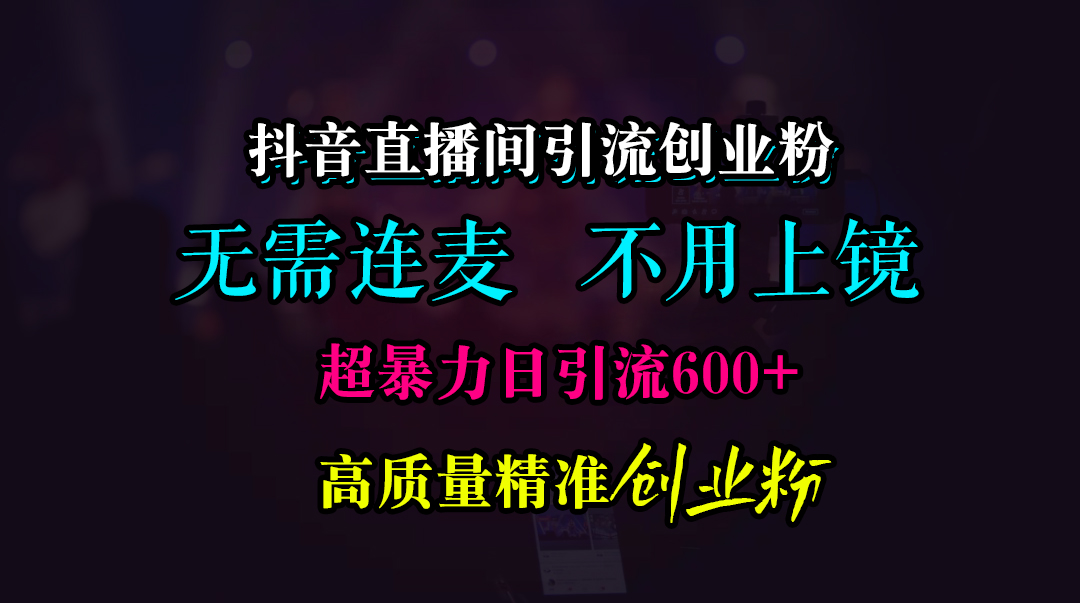 抖音直播间引流创业粉，无需连麦、无需上镜，超暴力日引流600+高质量精准创业粉-小二项目网