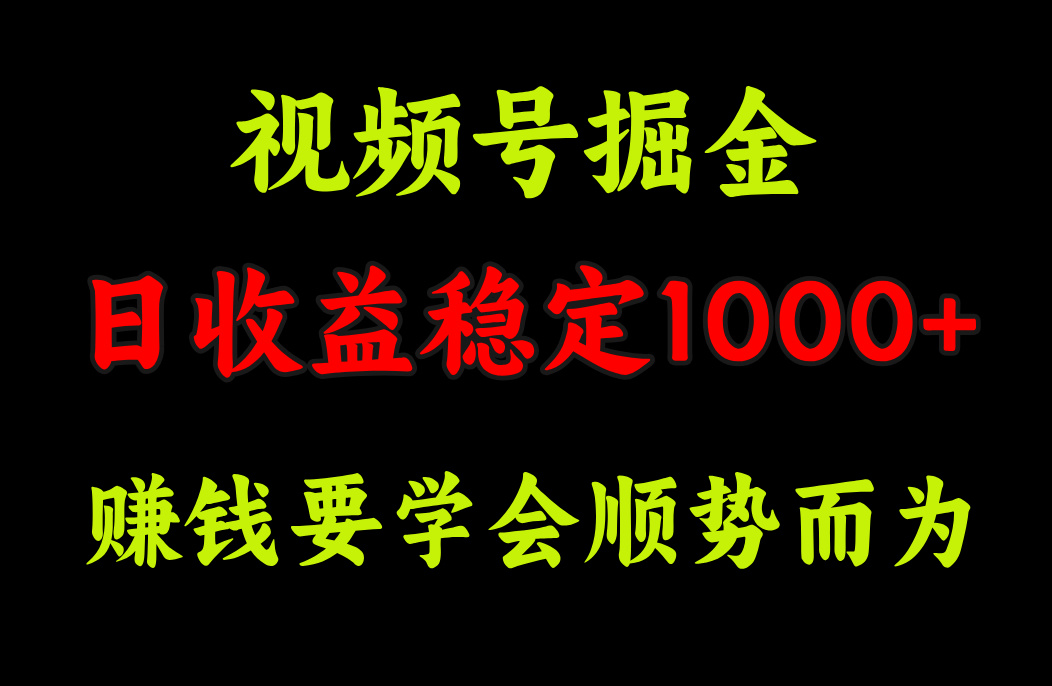 视频号掘金,单日收益稳定在1000+-小二项目网
