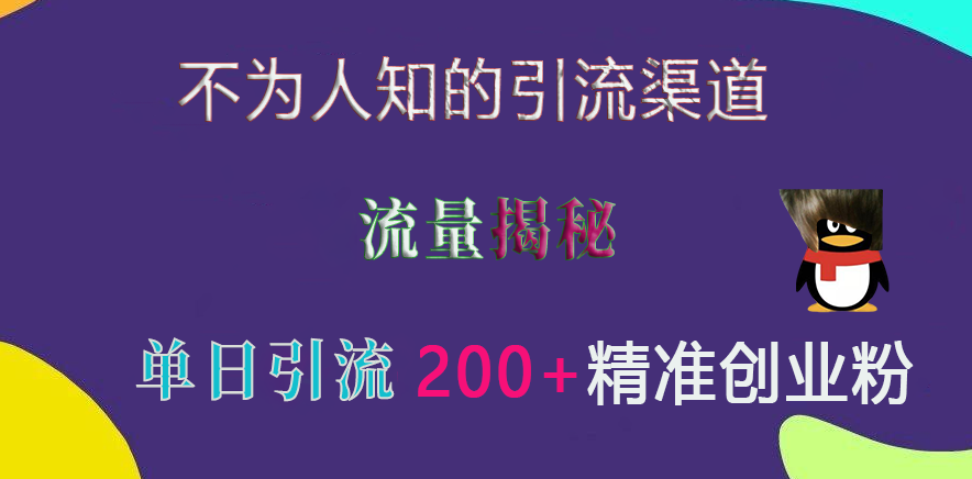 不为人知的引流渠道，流量揭秘，实测单日引流200+精准创业粉-小二项目网