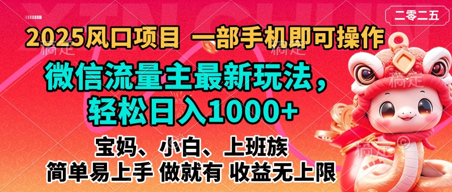 2025蓝海风口项目,微信流量主最新玩法,轻松日入1000+,简单易上手,做就有 收益无上限-小二项目网