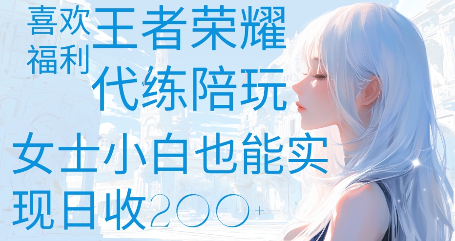 王者荣耀代打陪练喜欢王者的福利边玩还能多个收入女士小白也能轻松实现日收200+-小二项目网