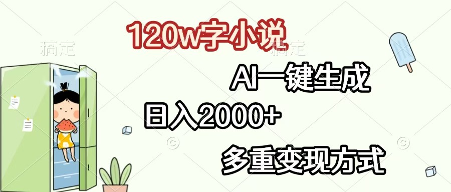 120w字小说，AI一键生成，日入2000+，多重变现方式-小二项目网