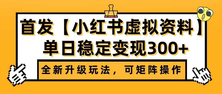 首发【小红书虚拟资料】全新升级玩法,可矩阵操作,单日稳定变现300+-小二项目网