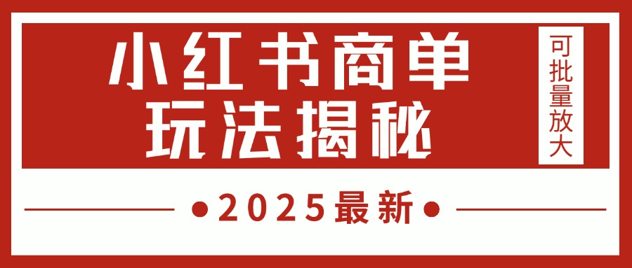 2025最新，小红书商单玩法揭秘，每天5分钟，单个账号日入300+，可批量放大-小二项目网