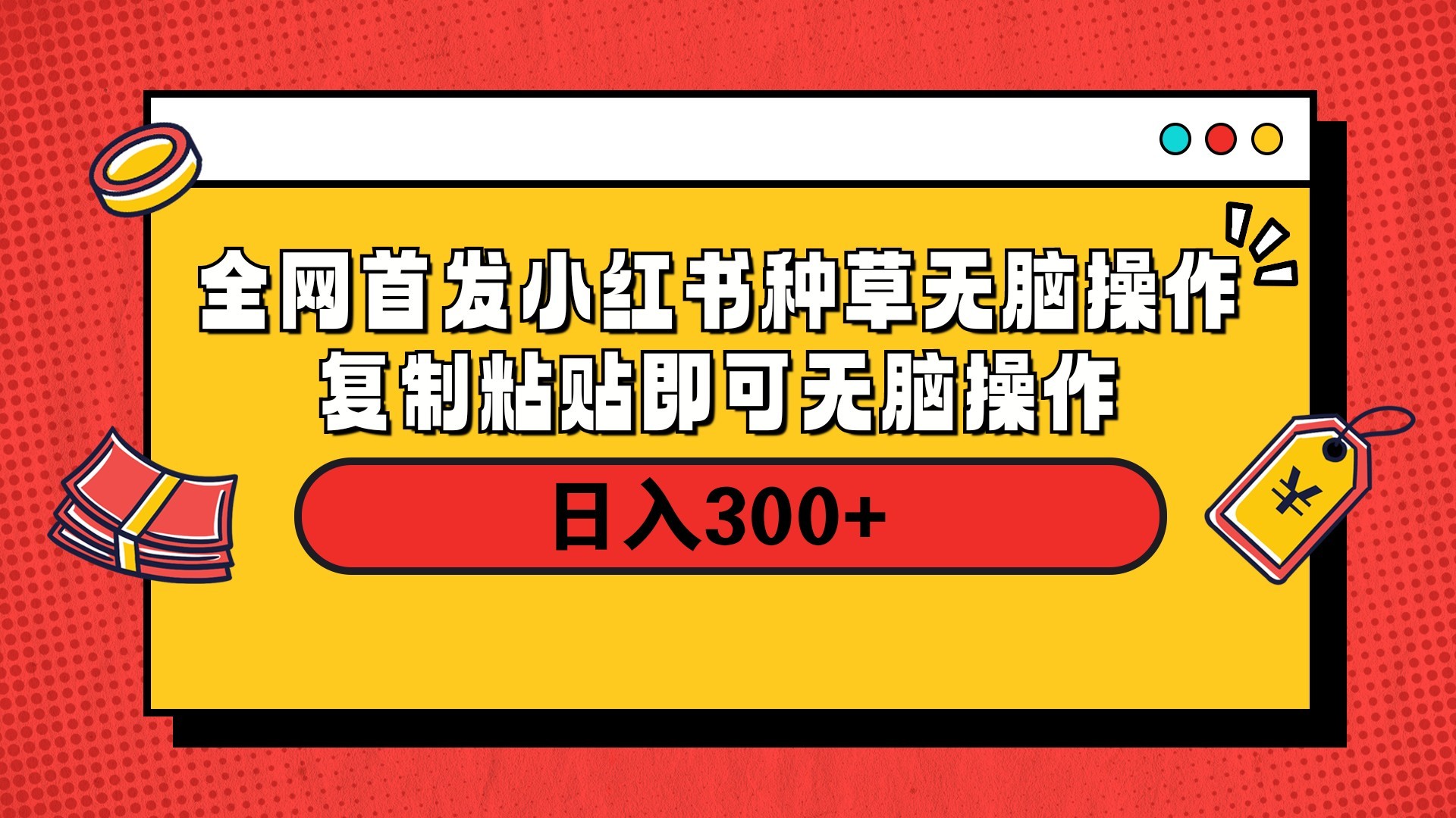 全网首发 小红书种草无脑操作复制黏贴即可 轻松日入300+-小二项目网