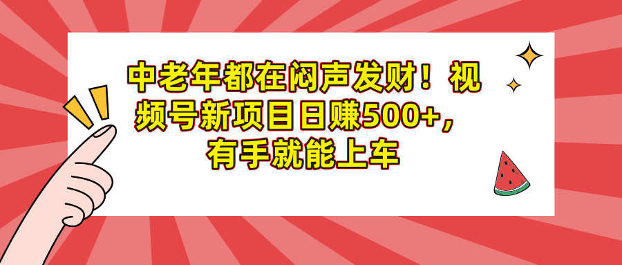 中老年都在闷声发财！视频号新项目日赚500+，有手就能上车-小二项目网