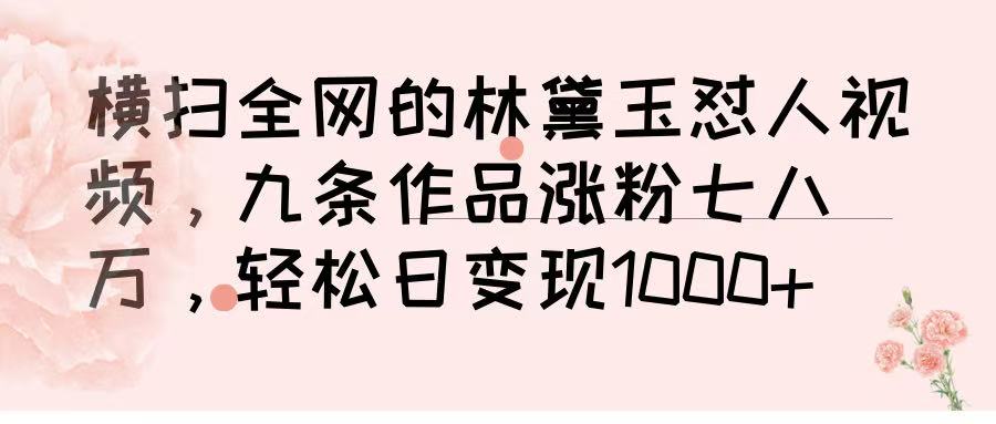 横扫全网的林黛玉怼人视频,九条作品涨粉七八万,轻松日变现 1000➕-小二项目网