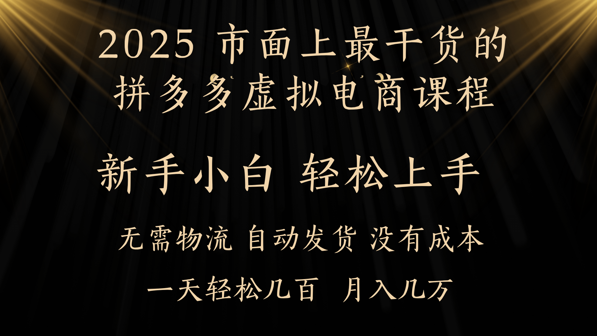 25年最干货的拼多多虚拟电商课程，小白轻松上手，月入过万只是门槛！虚拟电商，如皓月见青天！-小二项目网