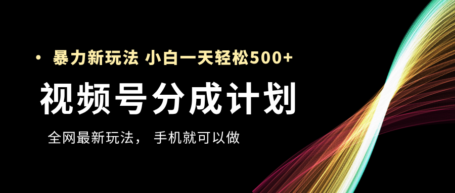视频号分成计划，全网最暴力玩法，新手一天也能轻松500+-小二项目网