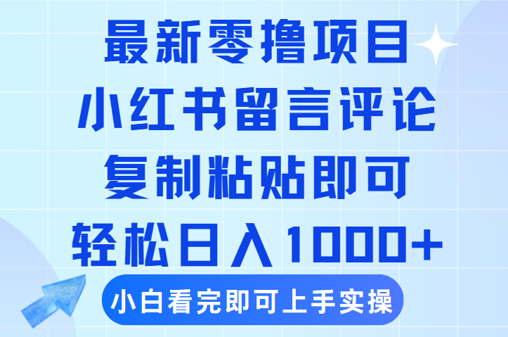 最新零撸小项目，小红书留言评论，复制粘贴即可赚钱，轻松日入1000+-小二项目网