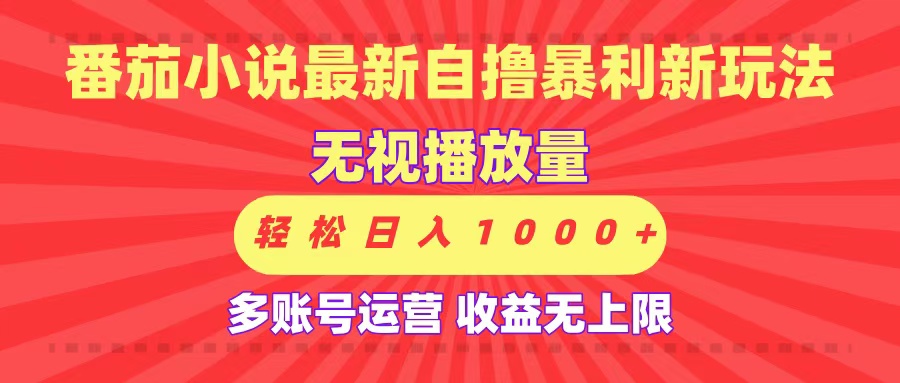 最新番茄小说自撸暴利新玩法！无视播放量，可放大，轻松日入1000+，收益无上限！-小二项目网