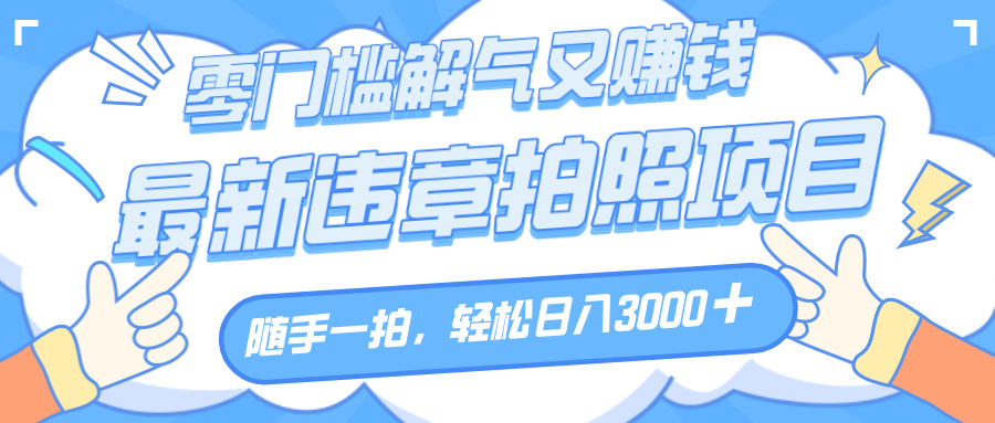 解气又赚钱的项目，随手一拍，轻松收入3000+，最新违章拍照赚钱-小二项目网