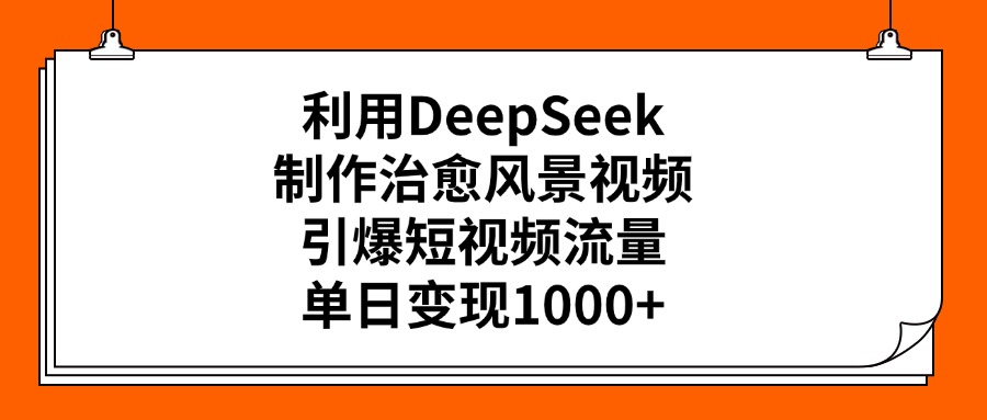 利用DeepSeek，制作治愈风景视频，引爆短视频流量，单日变现1000+-小二项目网