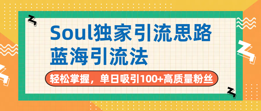 Soul独家引流思路，单日吸引100+高质量粉丝，蓝海引流法，轻松掌握-小二项目网
