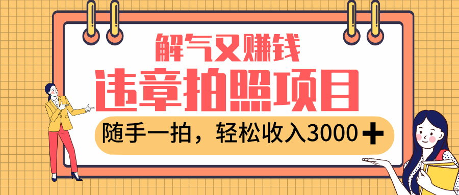 最新违章拍照赚钱，解气又赚钱的项目，随手一拍，轻松收入3000+-小二项目网