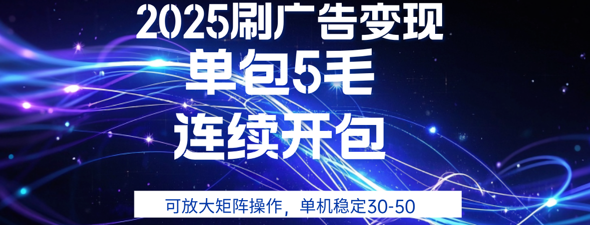 2025年零撸广告变现，单广5毛，可矩阵放大操作,单机稳定30-50-小二项目网