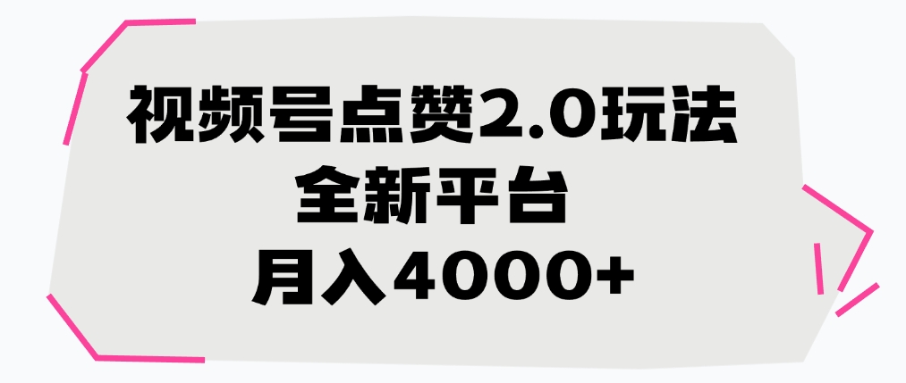 视频号点赞2.0玩法,月入4000+,全新平台-小二项目网