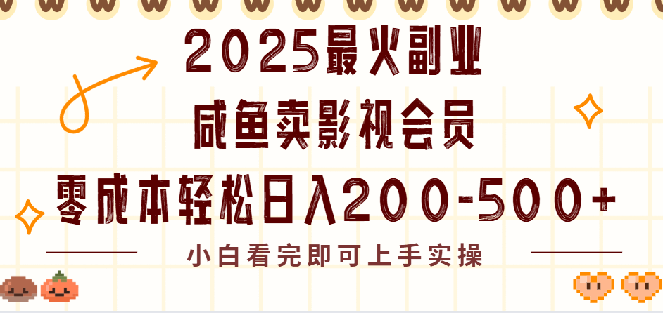 2025最火副业闲鱼卖vip影视会员，零成本日入200-500-小二项目网