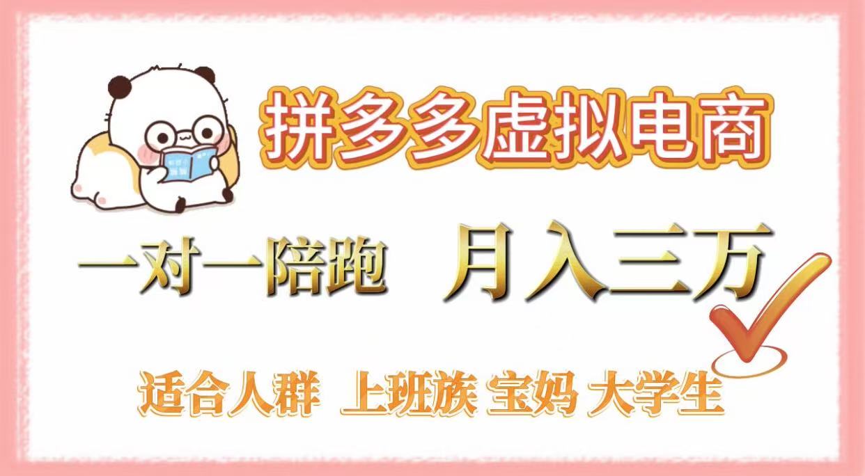 拼多多虚拟电商,一对一陪跑,月入3万,0囤货,轻资产,不发货-小二项目网