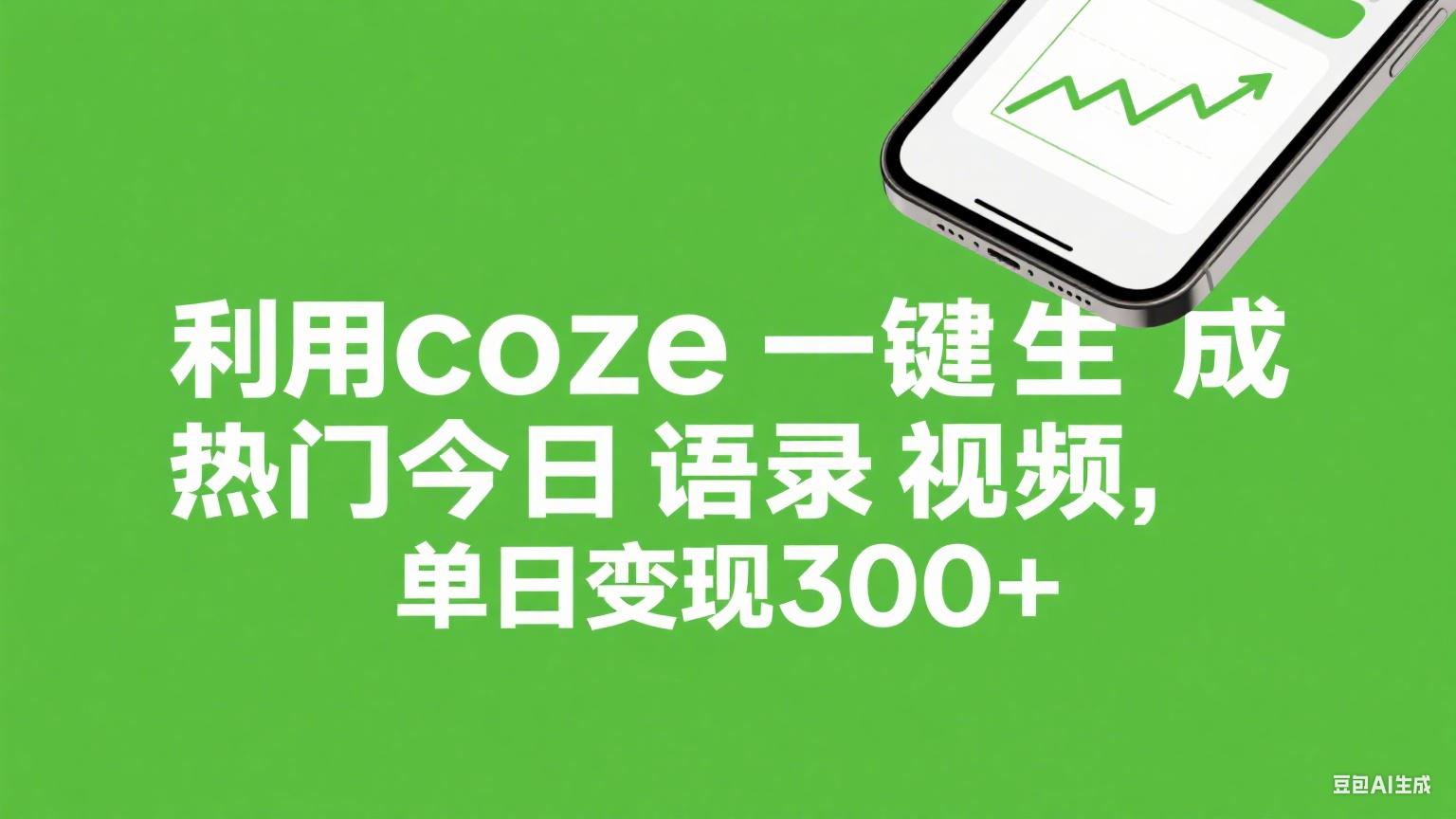 利用coze一键生成热门今日语录视频，单日变现300+-小二项目网