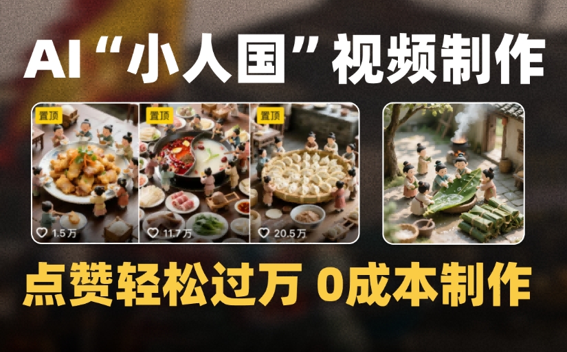 爆款1000W+微缩景观迷你小人国AI视频，0成本制作全流程教学-小二项目网