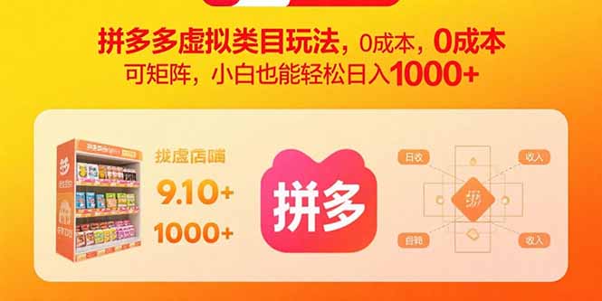 （15943期）拼多多虚拟类目玩法，0成本，可矩阵，小白也能轻松日入1000+-小二项目网