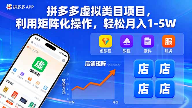 （16025期）拼多多虚拟类目项目，利用矩阵化操作，轻松月入1-5W-小二项目网