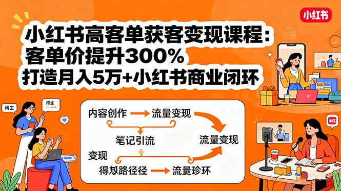 （15981期）小红书高客单获客变现课程：客单价提升300%，打造月入10万+小红书商业闭环-小二项目网