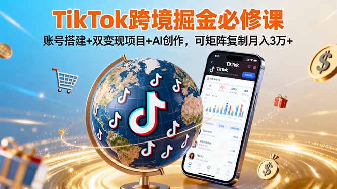 （16003期）TikTo跨境掘金必修课，账号搭建+双变现项目+AI创作，可矩阵复制月入3万+-小二项目网
