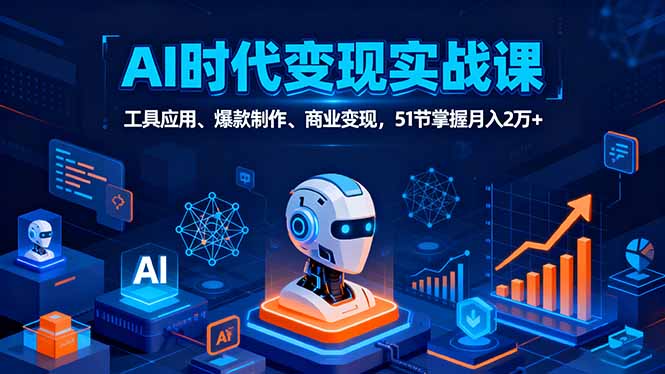（16093期）AI时代全场景实战课，工具应用、爆款制作、商业变现，51节掌握月入2万+-小二项目网