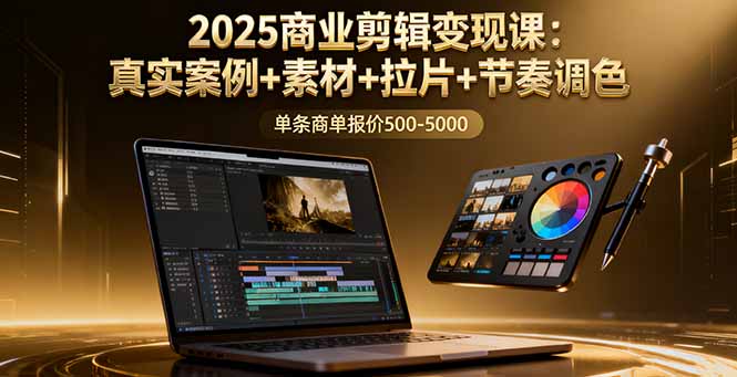 （16130期）2025商业剪辑变现课：真实案例+素材+拉片+节奏调色，单条商单报价500-5000-小二项目网