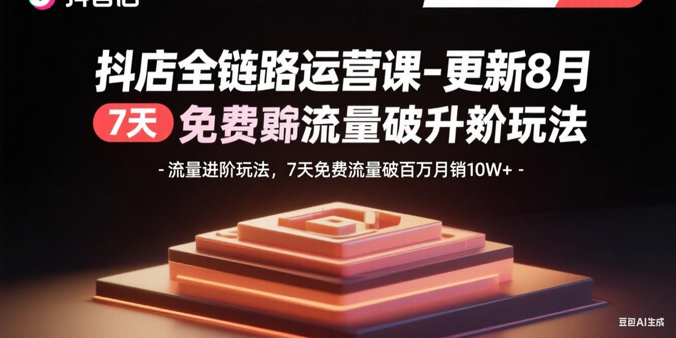 （15918期）抖店全链路运营课-更新8月：流量进阶玩法，7天免费流量破百万月销10W+-小二项目网
